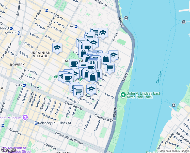 map of restaurants, bars, coffee shops, grocery stores, and more near in New York