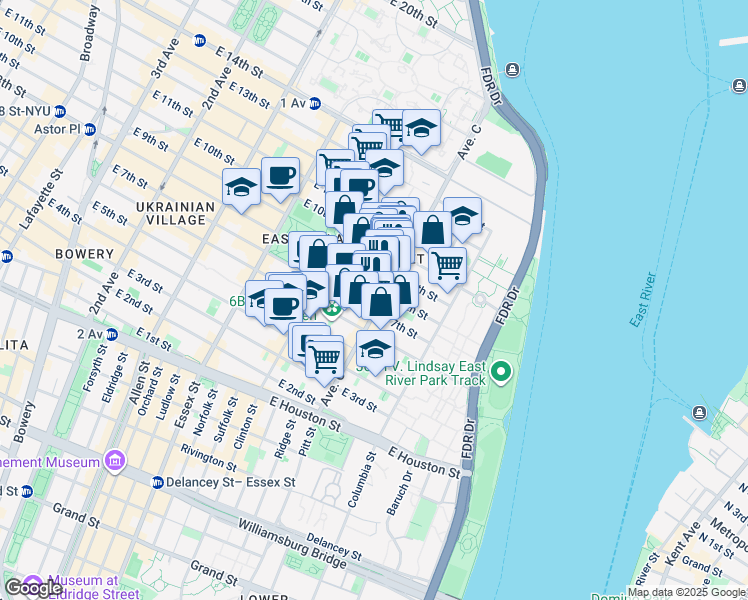 map of restaurants, bars, coffee shops, grocery stores, and more near in New York