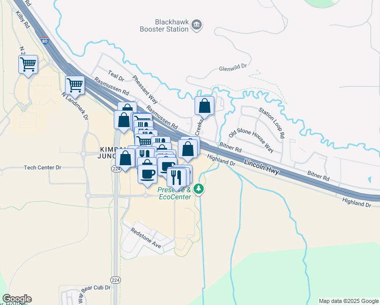 map of restaurants, bars, coffee shops, grocery stores, and more near 1436 Ute Blvd in Park City