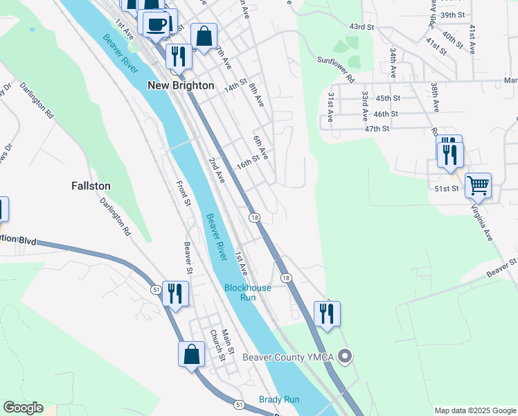 map of restaurants, bars, coffee shops, grocery stores, and more near 1711 3rd Avenue in New Brighton