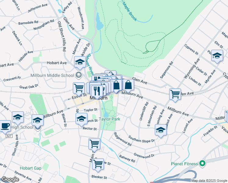 map of restaurants, bars, coffee shops, grocery stores, and more near 116 Essex Street in Essex County