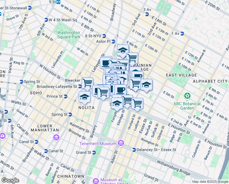 map of restaurants, bars, coffee shops, grocery stores, and more near in New York