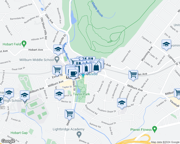 map of restaurants, bars, coffee shops, grocery stores, and more near 46 Essex Street in Essex County