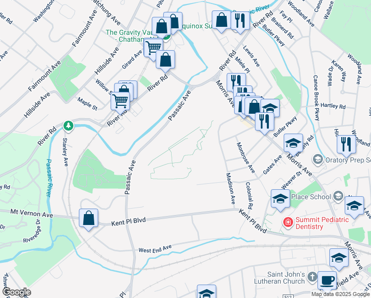 map of restaurants, bars, coffee shops, grocery stores, and more near 556 Morris Avenue in Summit