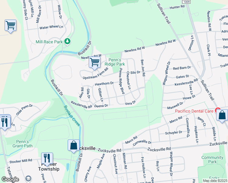 map of restaurants, bars, coffee shops, grocery stores, and more near 2515 Margaret Court in Easton