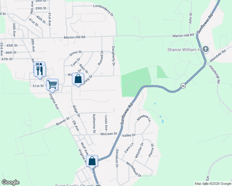map of restaurants, bars, coffee shops, grocery stores, and more near 240 Greenwood Drive in New Brighton