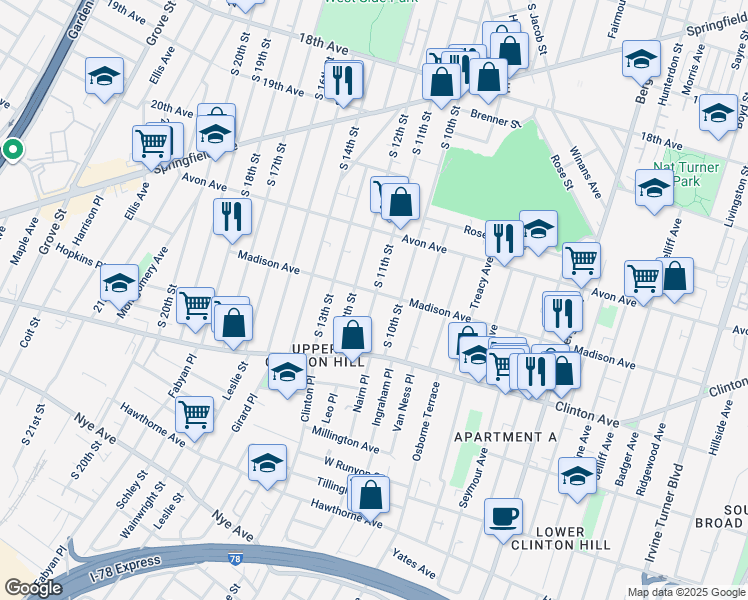map of restaurants, bars, coffee shops, grocery stores, and more near 814-816 South 12th Street in Newark