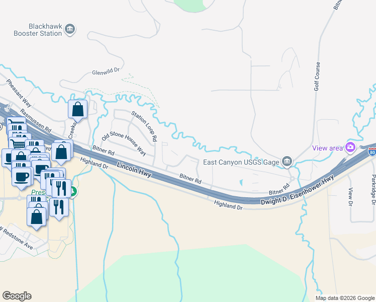 map of restaurants, bars, coffee shops, grocery stores, and more near 940 Bitner Road in Park City