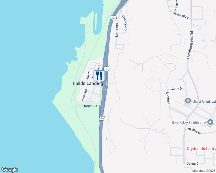 map of restaurants, bars, coffee shops, grocery stores, and more near in Humboldt Hill