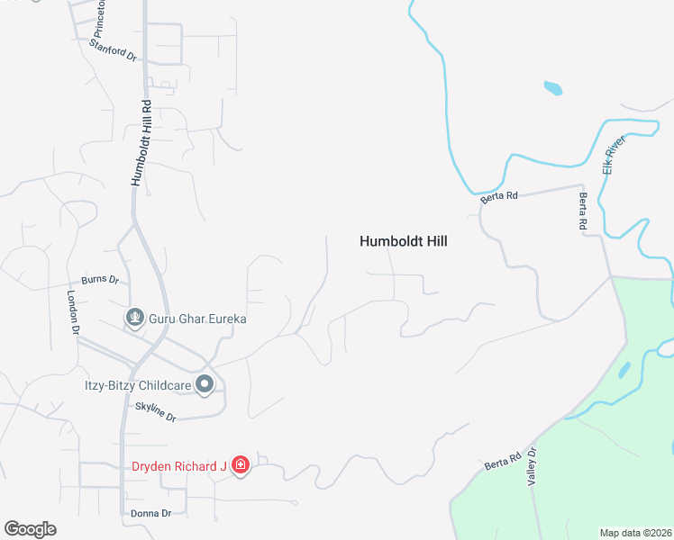map of restaurants, bars, coffee shops, grocery stores, and more near 6825 Vista Road in Eureka