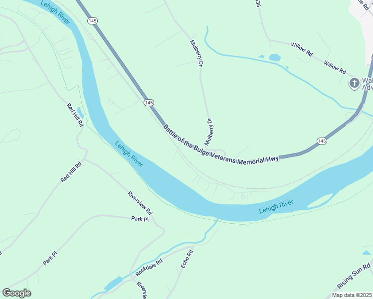 map of restaurants, bars, coffee shops, grocery stores, and more near 189 Riverview Drive in Walnutport