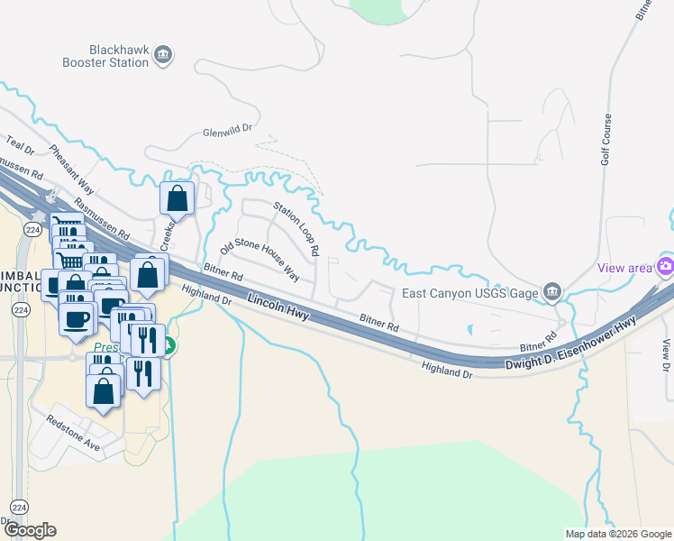 map of restaurants, bars, coffee shops, grocery stores, and more near 1010 Station Loop Road in Park City