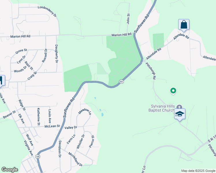 map of restaurants, bars, coffee shops, grocery stores, and more near 343 Sunflower Road in Rochester