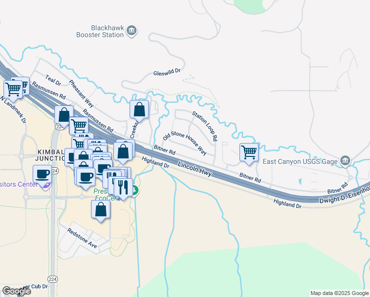 map of restaurants, bars, coffee shops, grocery stores, and more near 1041 Lincoln Lane in Park City