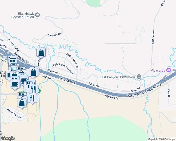 map of restaurants, bars, coffee shops, grocery stores, and more near 940 Bitner Road in Park City