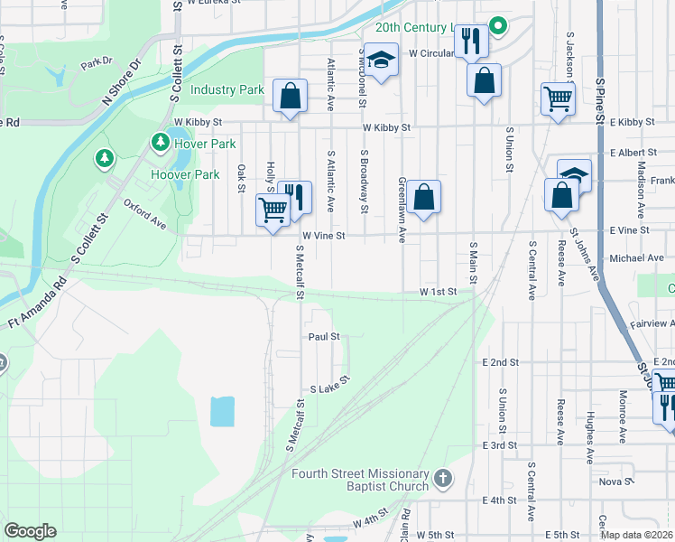 map of restaurants, bars, coffee shops, grocery stores, and more near 941 South Atlantic Avenue in Lima