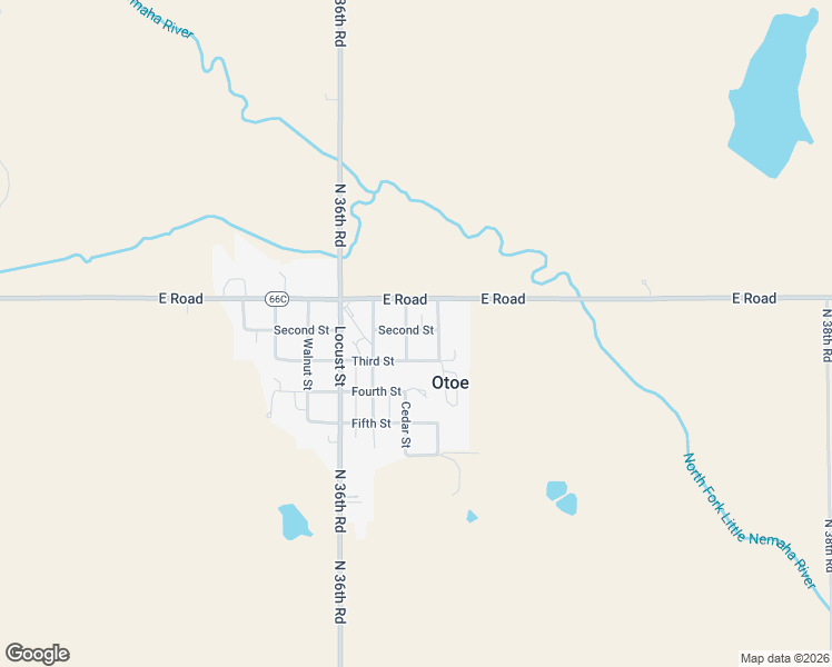 map of restaurants, bars, coffee shops, grocery stores, and more near 213 Cedar Street in Otoe