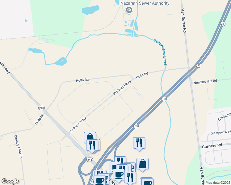 map of restaurants, bars, coffee shops, grocery stores, and more near 3918 Prologis Parkway in Easton