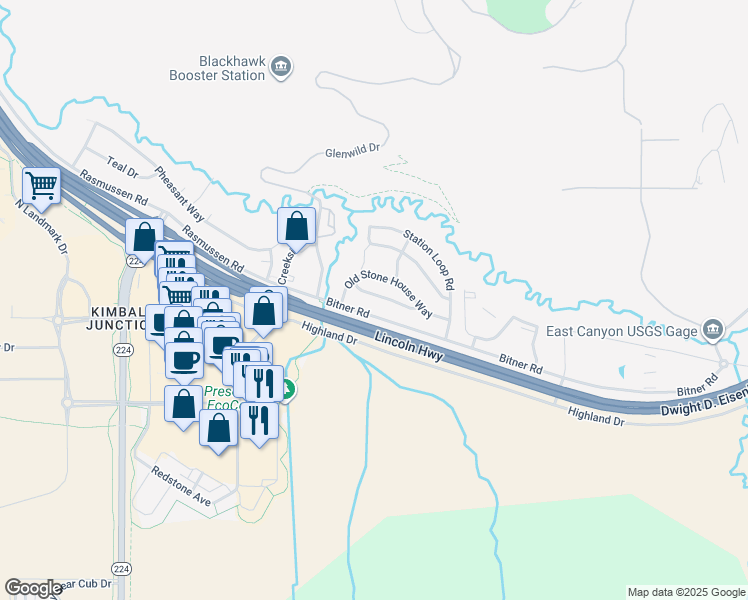 map of restaurants, bars, coffee shops, grocery stores, and more near 1049 Lincoln Lane in Park City