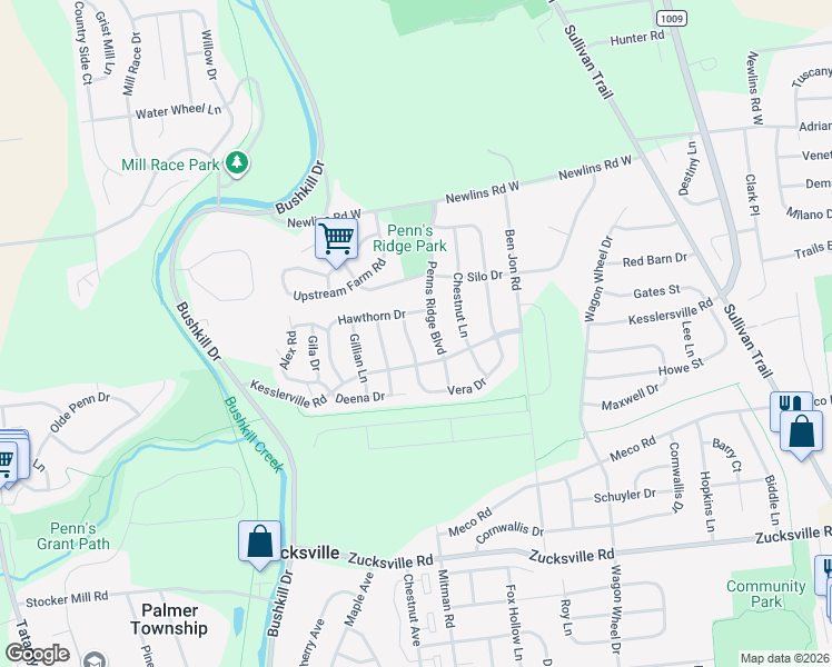 map of restaurants, bars, coffee shops, grocery stores, and more near 2540 Margaret Court in Easton