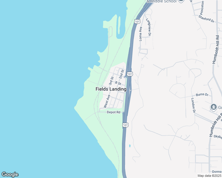 map of restaurants, bars, coffee shops, grocery stores, and more near in Fields Landing