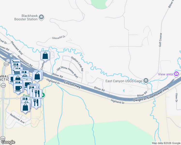 map of restaurants, bars, coffee shops, grocery stores, and more near 1010 Station Loop Road in Park City