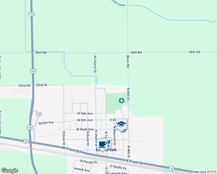 map of restaurants, bars, coffee shops, grocery stores, and more near 100 Countryside Lane in Elm Creek