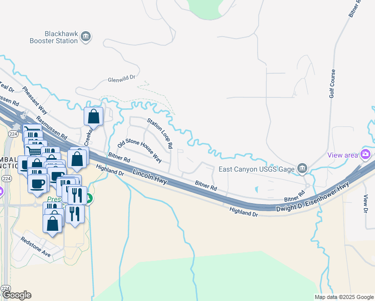 map of restaurants, bars, coffee shops, grocery stores, and more near 1010 Station Loop Road in Park City