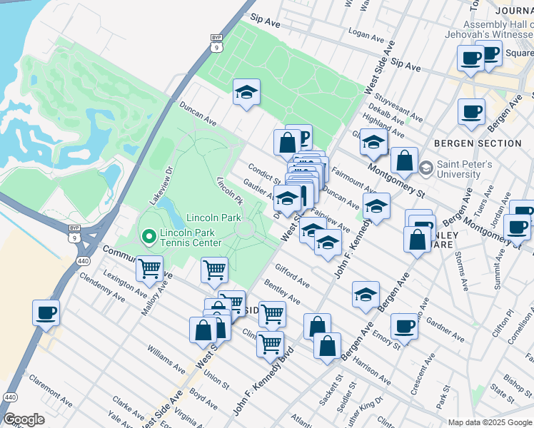 map of restaurants, bars, coffee shops, grocery stores, and more near 178 Kensington Avenue in Jersey City