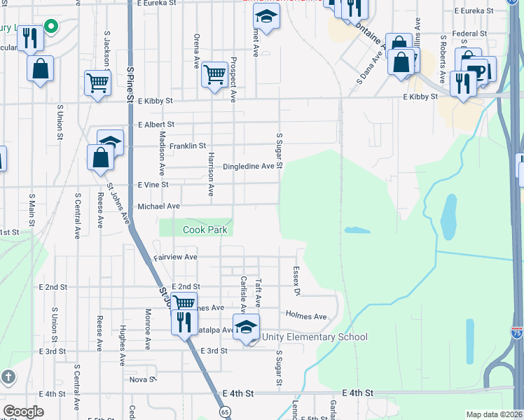 map of restaurants, bars, coffee shops, grocery stores, and more near 920 Michael Avenue in Lima