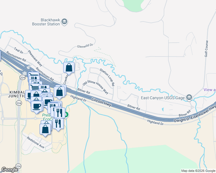 map of restaurants, bars, coffee shops, grocery stores, and more near 1101 Station Loop Road in Park City