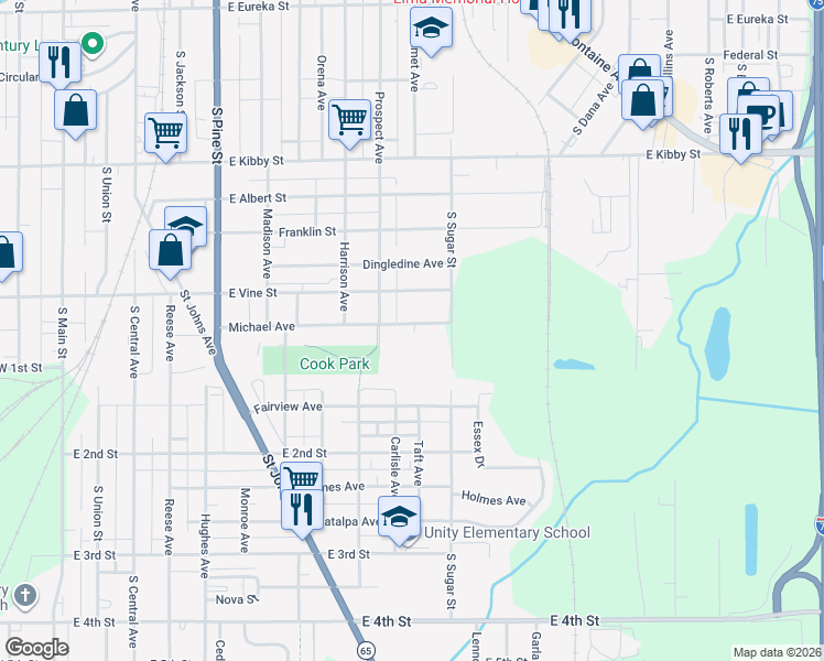 map of restaurants, bars, coffee shops, grocery stores, and more near 920 Michael Avenue in Lima