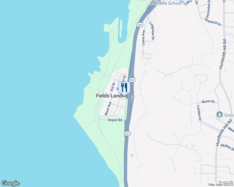 map of restaurants, bars, coffee shops, grocery stores, and more near in Fields Landing