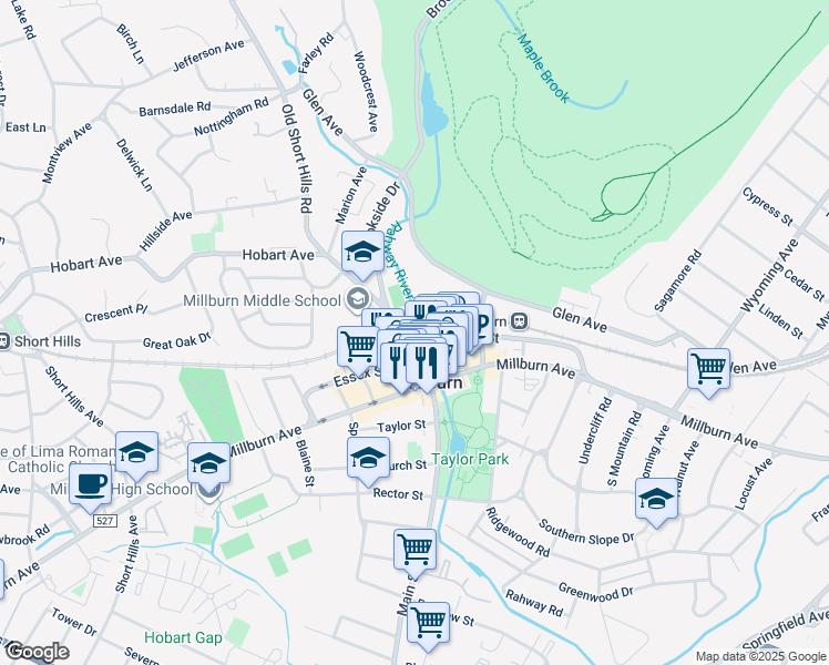 map of restaurants, bars, coffee shops, grocery stores, and more near 257 Essex Street in Essex County