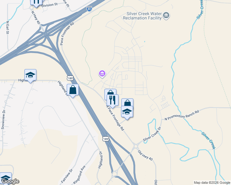 map of restaurants, bars, coffee shops, grocery stores, and more near 6542 Purple Poppy Lane in Park City