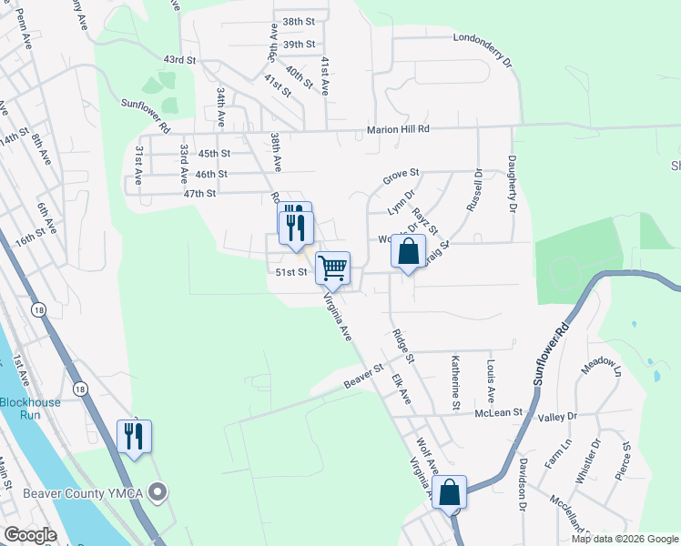 map of restaurants, bars, coffee shops, grocery stores, and more near 4008 51st Street in New Brighton