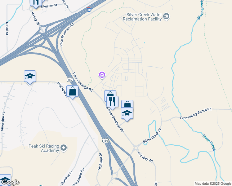 map of restaurants, bars, coffee shops, grocery stores, and more near 6427 Business Park Loop Road in Park City