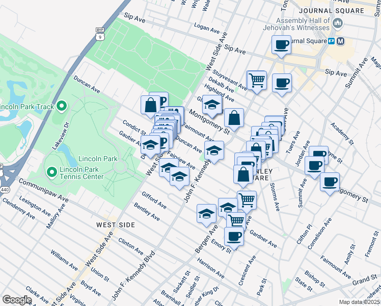 map of restaurants, bars, coffee shops, grocery stores, and more near in Jersey City