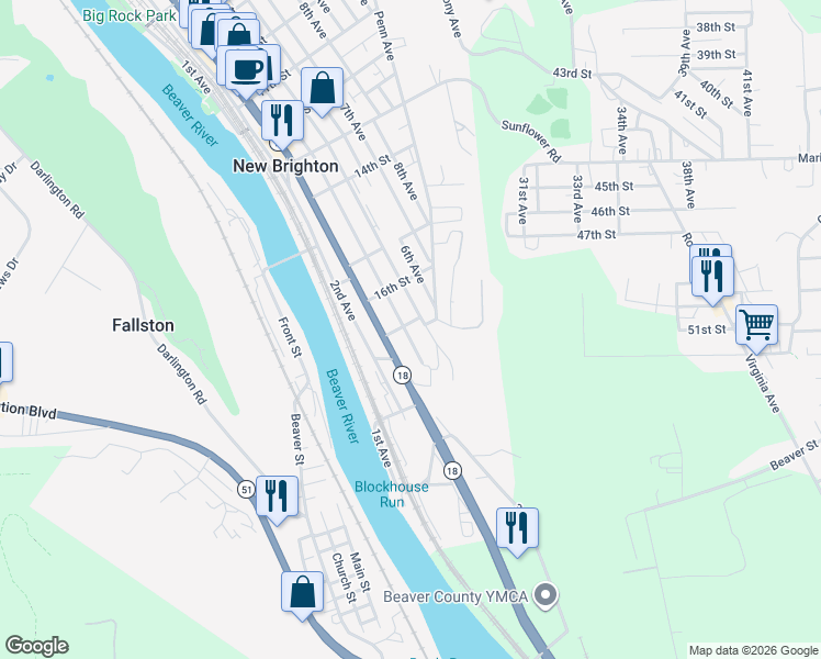 map of restaurants, bars, coffee shops, grocery stores, and more near 1711 3rd Avenue in New Brighton