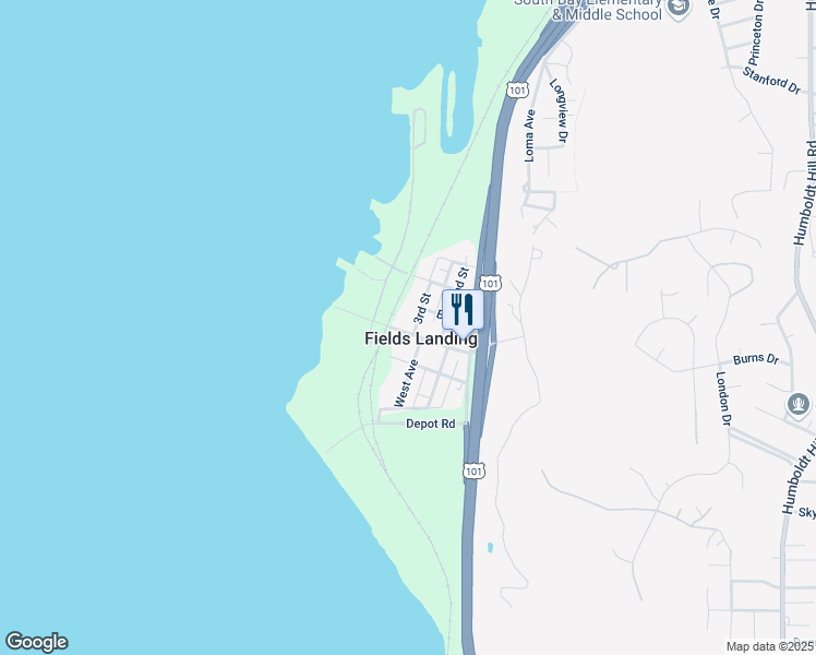 map of restaurants, bars, coffee shops, grocery stores, and more near in Fields Landing