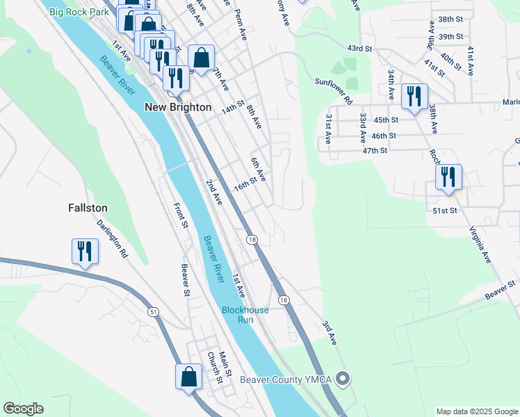 map of restaurants, bars, coffee shops, grocery stores, and more near 1711 3rd Avenue in New Brighton