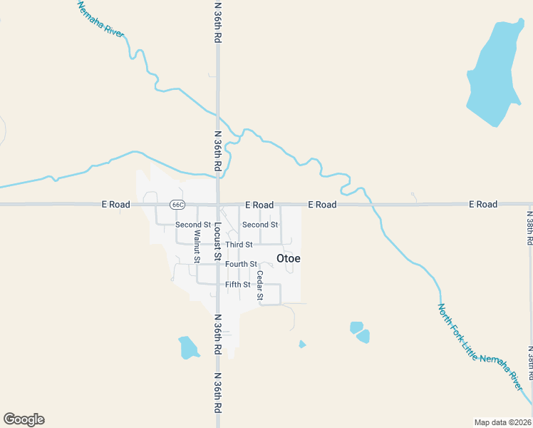 map of restaurants, bars, coffee shops, grocery stores, and more near 213 Cedar Street in Otoe