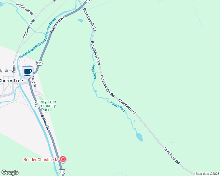 map of restaurants, bars, coffee shops, grocery stores, and more near 1208 Buterbaugh Road in Cherry Tree