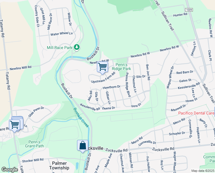 map of restaurants, bars, coffee shops, grocery stores, and more near 1470 Hawthorn Drive in Easton