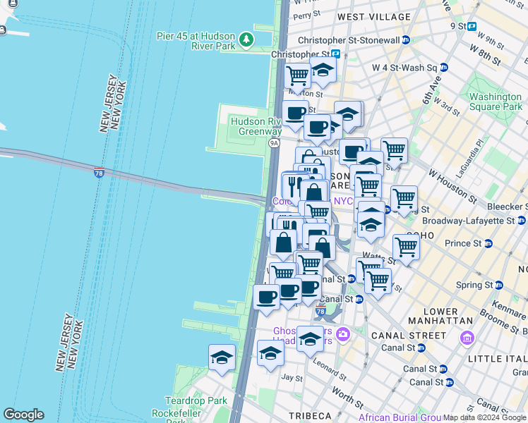 map of restaurants, bars, coffee shops, grocery stores, and more near 267 Avenue W in Brooklyn