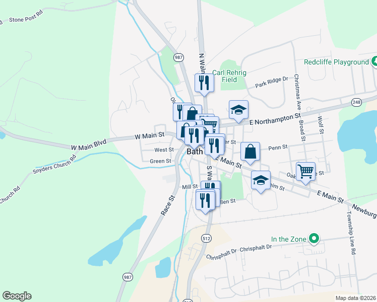 map of restaurants, bars, coffee shops, grocery stores, and more near in Bath