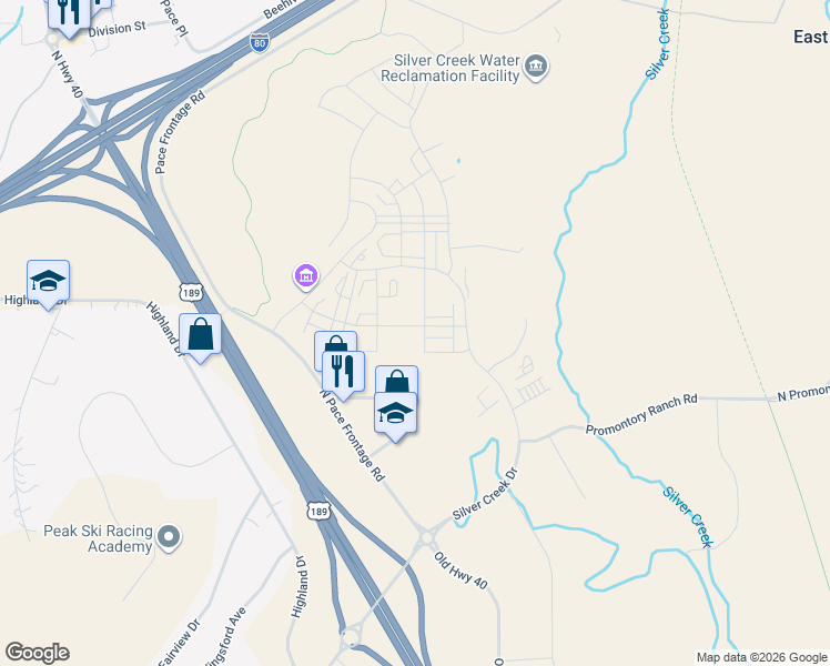 map of restaurants, bars, coffee shops, grocery stores, and more near 6523 Serviceberry Drive in Park City