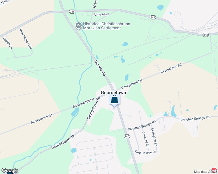 map of restaurants, bars, coffee shops, grocery stores, and more near 2816 Georgetown Road in Nazareth