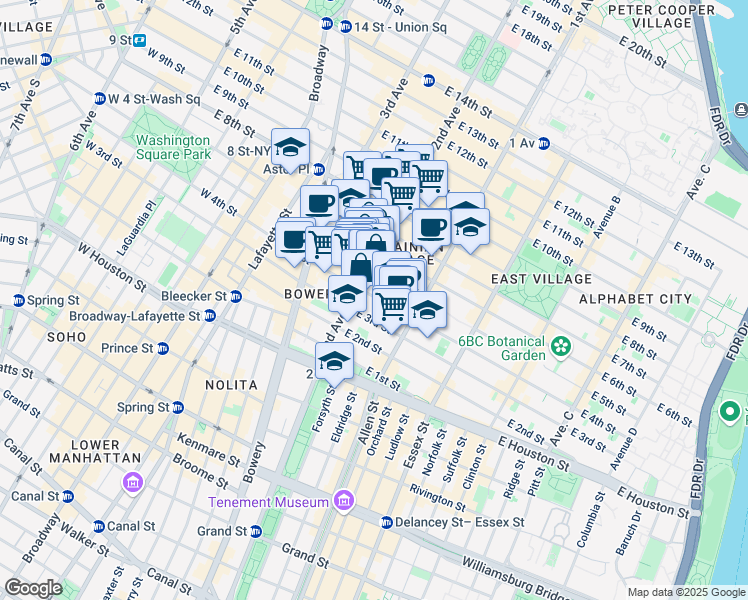 map of restaurants, bars, coffee shops, grocery stores, and more near in New York