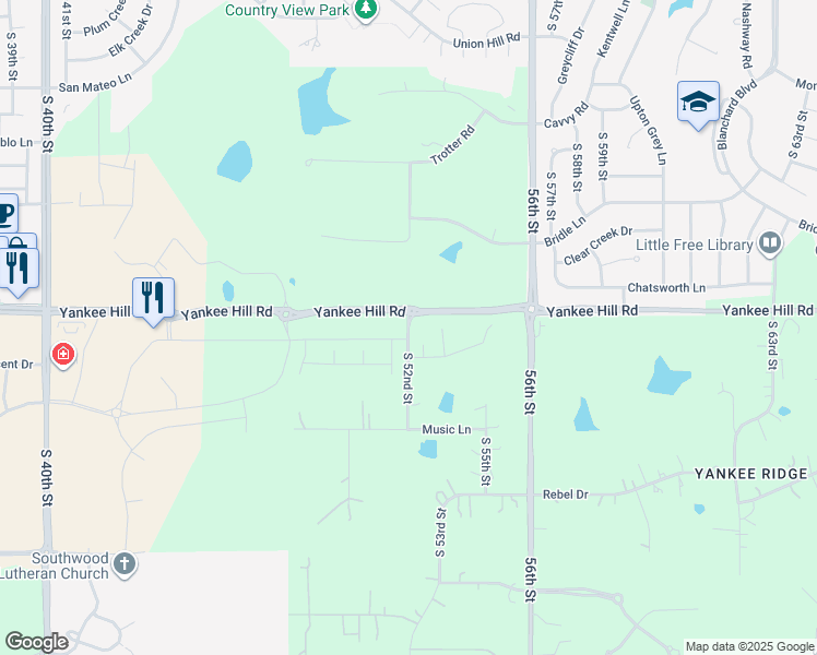 map of restaurants, bars, coffee shops, grocery stores, and more near 8501 South 52nd Street in Lincoln